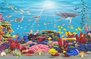 VLIES Fototapete-UNTERWASSERWELT-(9088ah) Fische, Wal, Korallen, XXL Wandbild - Bild 1 von 1