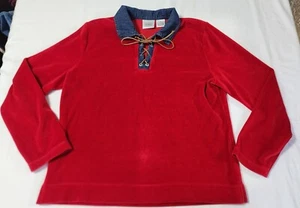 Jason Maxwell Quarter Laced Up Red Sweater Womens Medium - Picture 1 of 8
