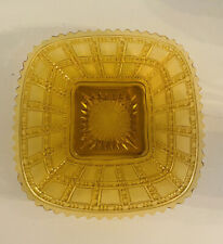 Vintage Imperial Glass Amber Beaded Block Square Decorative 8" Plate Circa 1930