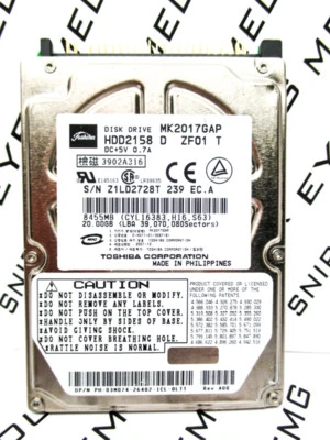 Toshiba 20GB MK2017GAP IDE (HDD2158 D ZF01 T) Laptop HardDrive WIPED & TESTED! - Image 1 of 4