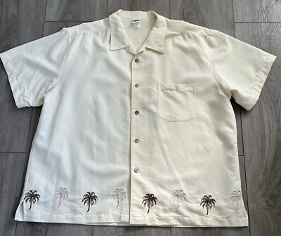 Rainforest Cafe Casual Shirt Mens 2XL Beige Short Sleeve Button Down Palm Trees - Image 1 of 4