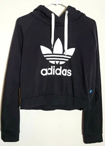 New Adidas Girls Youth Sweatshirt Hoodie Black Size L - Picture 1 of 2