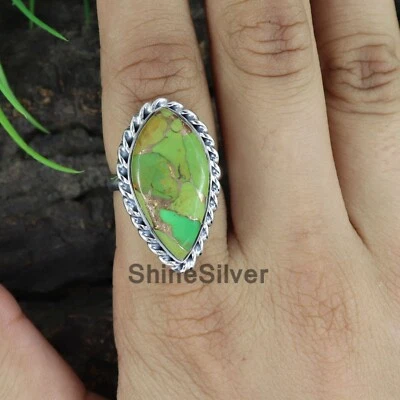 Anillos de plata esterlina turquesa cobre verde anillo de uso diario talla 7 EE. UU. JN80 Foto 1 de 4