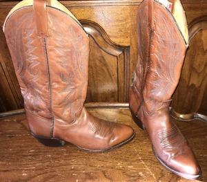 Dunbar Boot Company Size 8.5D Handcrafted Cowboy Brown Leather Vintage Men Boot - Picture 1 of 11