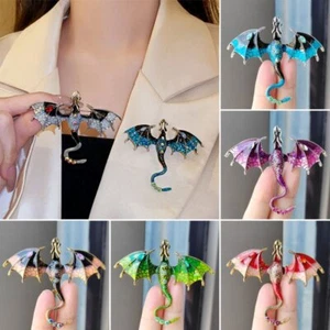 Fashion Crystal Enamel Flying Dragon Brooch Pin Women Costume Jewelry Party Gift - Picture 1 of 15