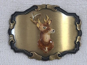 Raintree Hebilla y Joyería Hebilla Cinturón Ciervo Reno Cuernos Tono Dorado Metal NOTA - Imagen 1 de 12