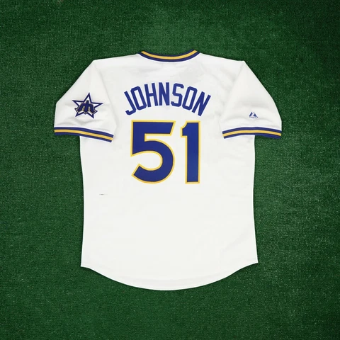 Randy Johnson 1977 Seattle Mariners Cooperstown Men's Home Jersey w/ Team Patch Cover