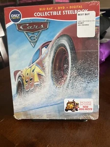NEW DISNEY CARS 3 BLU RAY DVD DIGITAL HD 2 DISC SET BEST BUY EXCLUSIVE STEELBOOK - Picture 1 of 2