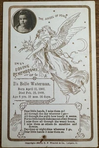 Funeral Memorial Card 6 year old Girl * 1908 with Picture * WONDERFUL Condition - Picture 1 of 3