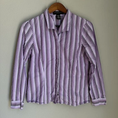 Camisa Geoffrey Beene Sport de algodão listrada manga longa colarinho anos 90 Y2K - Imagem 1 de 4