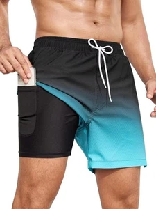 Men's Swim Trunks Quick-Dry 6-Inch Shorts with Compression Liner Zipper Pockets - Picture 1 of 64