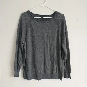 J Crew Pullover Sweater Womens L Navy Blue Linen Blend Lightweight Knit 3/4Sleev - Picture 1 of 8