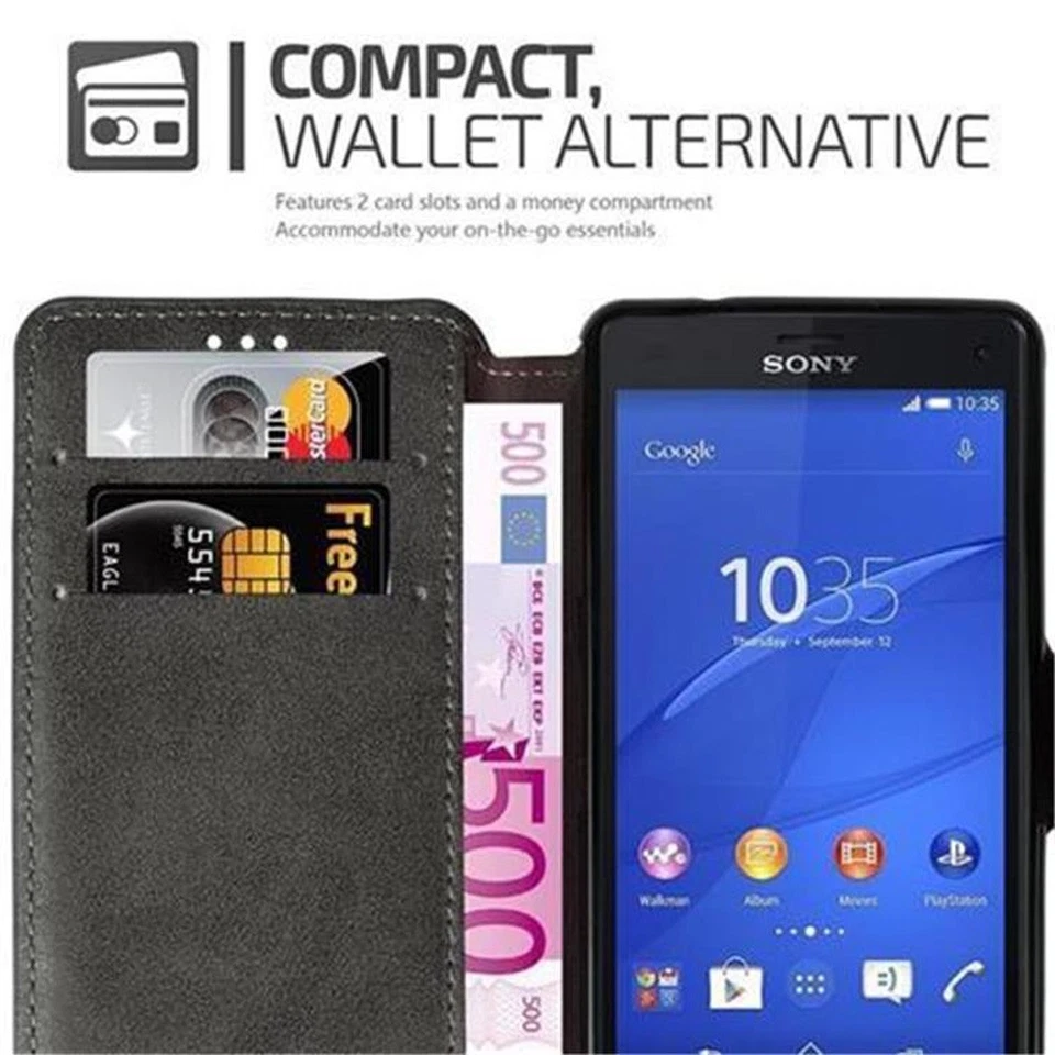 Case for Sony Xperia Z3 COMPACT Protection Book Cover Stand Card Slot Wallet - Image 1 of 1