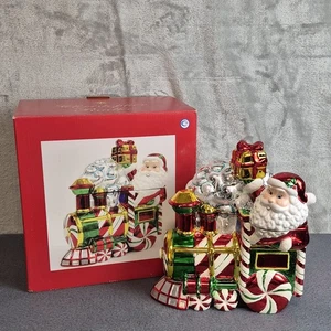 Christopher Radko Santa On Train Candy Jar 2006 Cookie Christmas Glitter - Picture 1 of 16