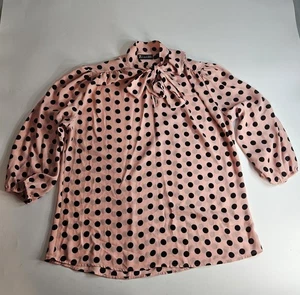 Top grande a lunares rosa/negro "NUEVO" 7th Ave Designs para mujer - Imagen 1 de 3