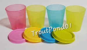 TUPPERWARE Midgets Mini Bowls 2 oz Set 4 Small Cups Pink Green Blue Yellow New - Picture 1 of 6