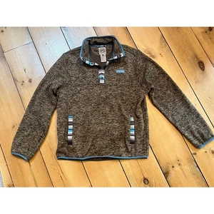 Cinch Men's 1/4 button snap pull over. Brown w/ Aztec teal vibes! Medium outdoor - Picture 1 of 7