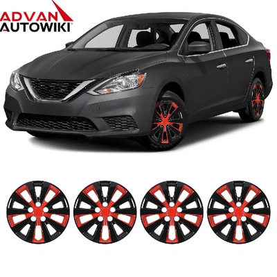 4pcs/set 16''Wheel Rim Cover Hubcaps For 2013-19 NISSAN SENTRA Black&Red Lacquer - Изображение 1 из 4