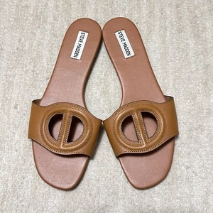 Steve Madden Kaylah braune flache Leder-Slipper Sandalen Größe 10 - Bild 1 von 7