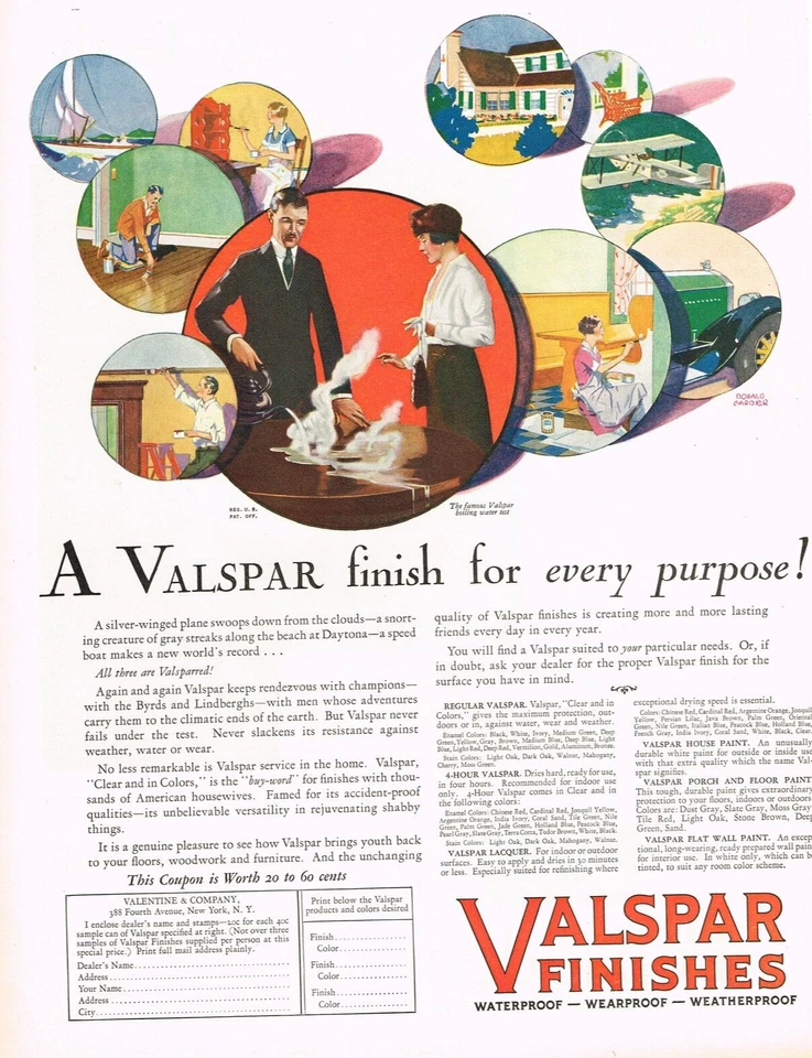 1920s BIG Vintage Valspar Paint Color Art Deco Print Ad - Image 1 of 1