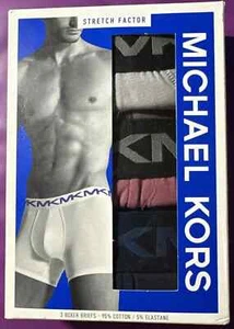 3 Pairs Michael Kors Men STRETCH BOXER Performance Briefs SMALL 28"-30" NAVY $59 - Picture 1 of 1