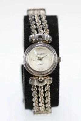 Regent Women Watch Retro Stainless Steel Silver Water Re Battery Pearl Quartz - Image 1 of 4