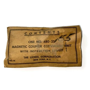 Lionel 480-25 Posguerra Acoplador Magnético Conversión ~ Instrucciones Sobre Sellado - Imagen 1 de 2
