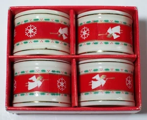 Lot of 4 Gabriel Christmas Angel Snowflake Porcelain Napkin Rings - Picture 1 of 10