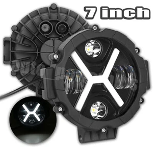 7" inch Round LED Light Pods Bar Flood Spot DRL Driving Lamps SUV Offroad Truck - Foto 1 di 10