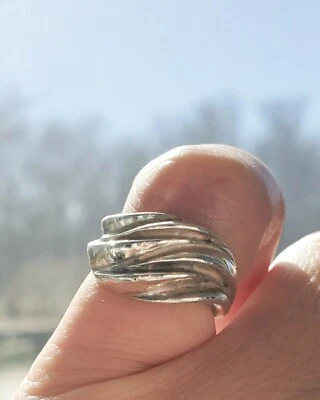 RARE James Avery Vintage Ribbed Wave Ring Size 4.75 Sterling Silver NICE! - Image 1 of 3