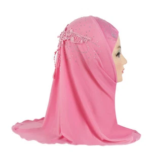 One Piece Hijab Amira Turban Head Cover Shawls Islamic Headscarf Girls Kids 2-6Y - Picture 1 of 18
