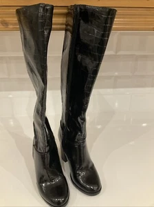 Primark Ladies Knee High Patent Faux Leather Boots Size 3 - Picture 1 of 4