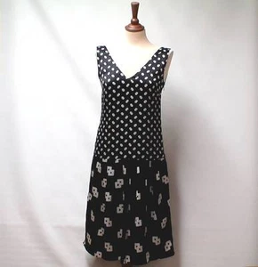 LAURA ASHLEY Luxury 100% SILK Geometric Print Occasion Dress Fully Lined UK 8 - Picture 1 of 5