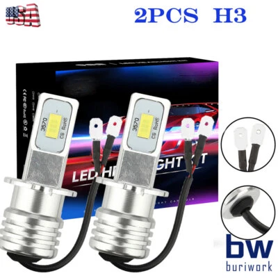 2Pcs H3 LED FOG Light Bulbs combo 6000K White Foto 1 de 4