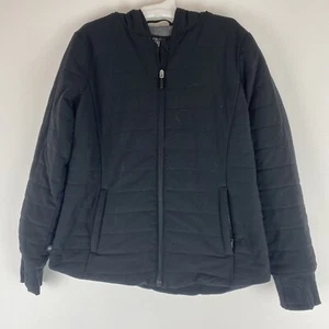 Athleta Girl's Quilted Jacket Size S/7 Black Long Sleeve Hooded Lined Coat - Picture 1 of 9