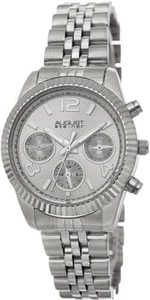 August Steiner AS8103SS Swiss Quartz Day Date GMT Silvertone Womens Watch - Picture 1 of 5