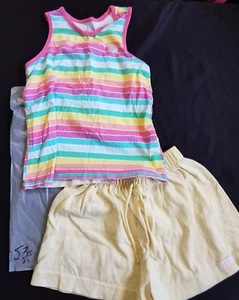 Girls Outfit - Rainbow, Yellow, Sz 4, Shorts, Shirt, Heart, Tank Top - Picture 1 of 12