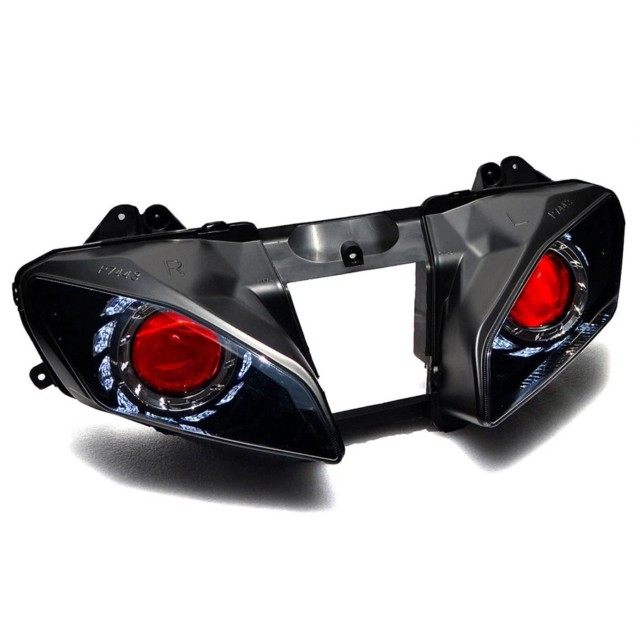 Custom Headlight For Yamaha YZF R6 2008-2014 White Angel Eyes Red Demon Eyes LED - Изображение 1 из 4