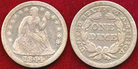 1844 10C-SCARCE DATE-EYE APPEAL-SEATED LIBERTY DIME++ Cover