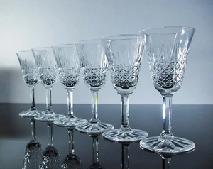 ANTIQUE 6 CRYSTAL WINE GLASSES MODEL SIZE TARN ST LOUIS SIGN - Picture 1 of 12