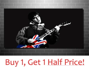 NOEL GALLAGHER OASIS UNION JACK GUITAR CANVAS WALL ART PRINT - FRAMED CANVAS - Picture 1 of 3