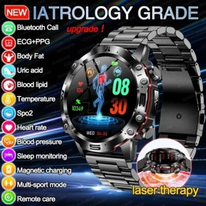 2025 Laser Blood Lipids Uric Acid Smartwatch Men ECG PPG BP Tracker Call HD - Picture 1 of 15
