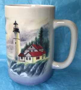 Vintage Otagiri Leuchtturm Klippe Ozeanszene 12 Unzen Kaffeebecher Japan Sunrise Pub Inc - Bild 1 von 7