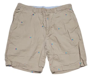 Cremieux Men Dress Shorts Size 34 Tan Khaki Colorful Umbrellas - Picture 1 of 4