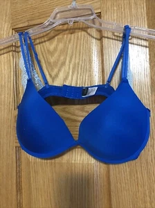 Rampage intimates Blue Bra with lace size 36C/D Pushup Twin adjustable straps - Picture 1 of 12