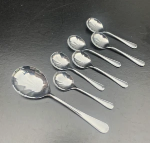 Juego de 7 cucharas de postre vintage Art Deco EPNS - Imagen 1 de 8