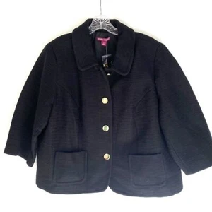 Jessica London Black Cropped Jacket 100% Cotton Lined 3/4 Sleeve 22 NWT - Picture 1 of 4