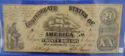 1861 Richmond, VA, $20 Confederate States Of America Cancelled Note  (A6) - Image 1 of 4
