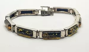 "Pulsera de ámbar sintético de plata esterlina de 7,15""" - Imagen 1 de 6