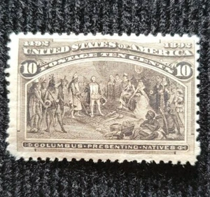 1893 US 10 Cent Colombian Exposition Stamp Unused HR F, SC#237 (MV $95) - Picture 1 of 2